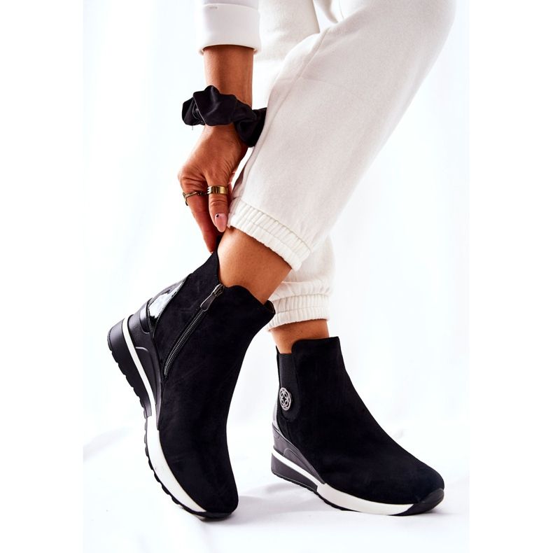 POTOCKI Suede Black Boots On Wedge Lunelle 2