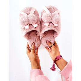 Fur Slippers With Pompoms Pink Pamppies 1