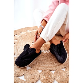 Fur Slippers With Black Thorpe Ears 2 Fur Slippers With Black Thorpe Ears 2