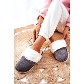 Warm Slippers With Fur Gray Flamarin beige grey 2