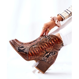 Lewski Shoes Cowboy Boots Lewski Brown Snake Pattern EV28 2