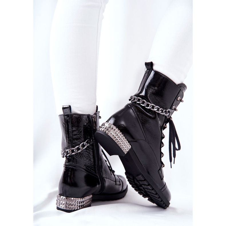 Leather Boots Workers On Heel Laura Messi Black 2209 2 Leather Boots Workers On Heel Laura Messi Black 2209 2