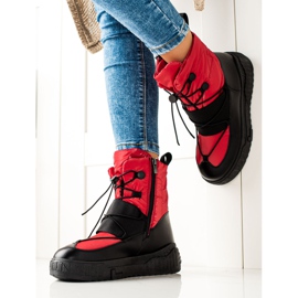 TRENDI Comfortable Snow Boots On The Platform black red 1