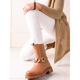 TRENDI High ankle boots with a chain beige 1