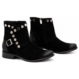 Exquisite Leather women's boots with studs 1198 black 2
