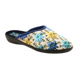 Women's Slippers With Flowers Adanex 26743 Beige-Blue 1