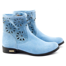 Olivier Comfortable Alice blue openwork boots 2