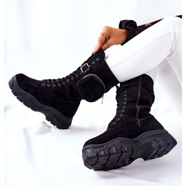 Suede Boots On The Platform With Kidney Black Issanti 1