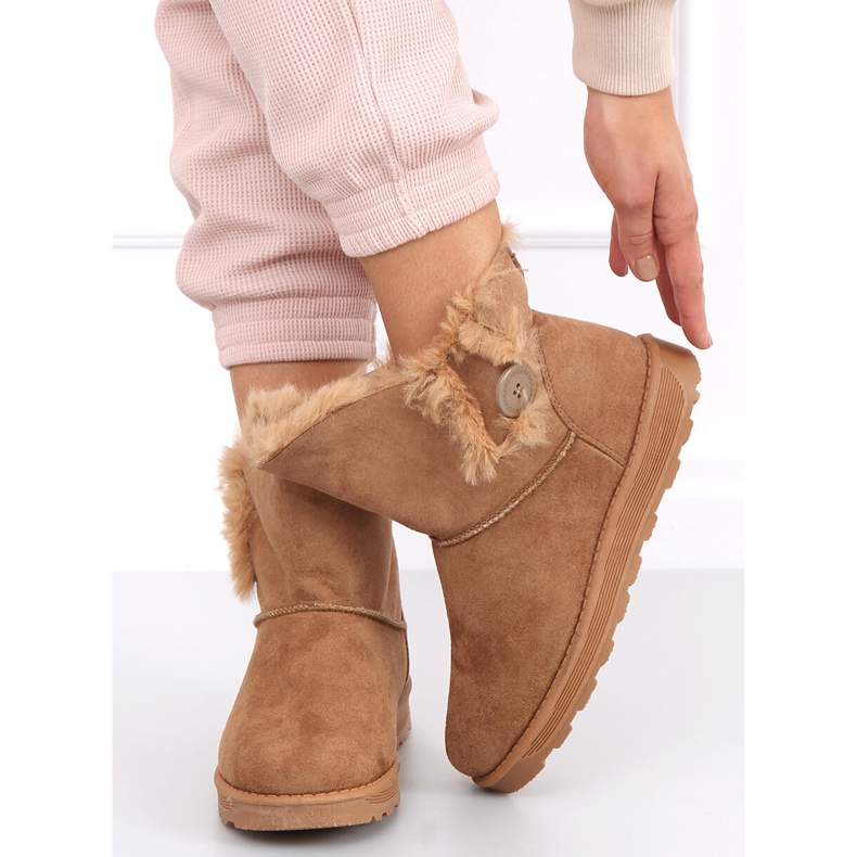 Snow boots with a button Niki Camel brown 2