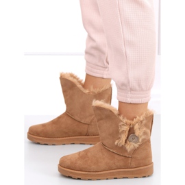 Snow boots with a button Niki Camel brown 1