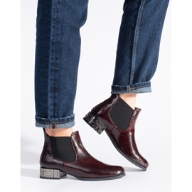 Sergio Leone Chelsea boots with a decorative heel brown red 1