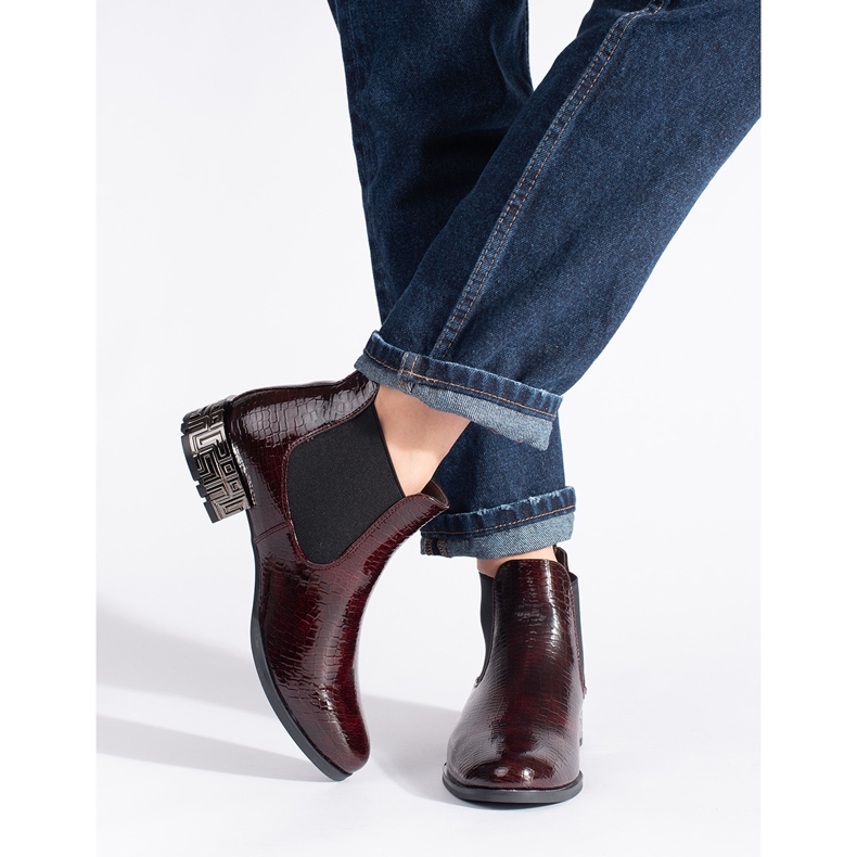 Sergio Leone Chelsea boots with a decorative heel brown red 2