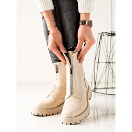 TRENDI Warm boots with a zipper beige 1