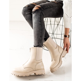 TRENDI Warm boots with a zipper beige 2