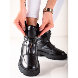 TRENDI Black Shiny Snow Boots 1