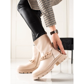 TRENDI Fashionable platform boots beige 1