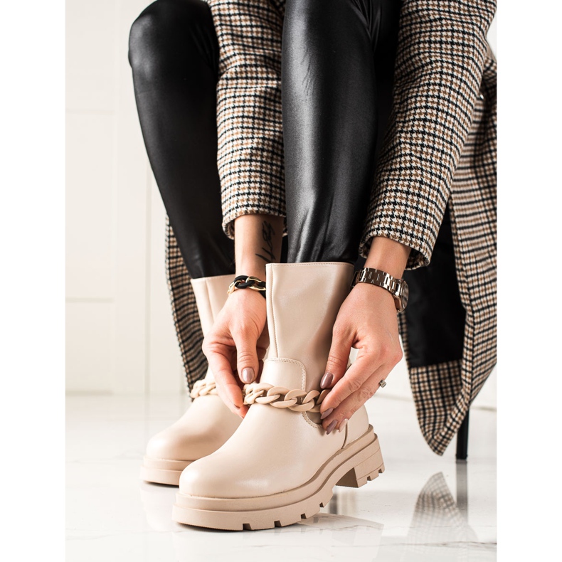 TRENDI Fashionable platform boots beige 2