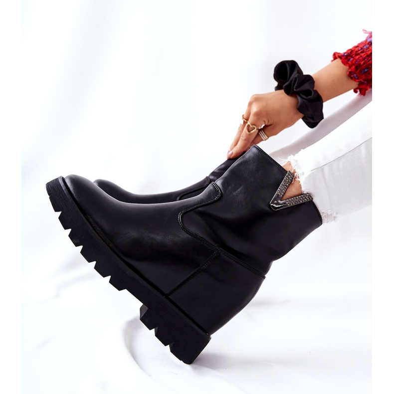 PG1 Black Ankle Boots On Hidden Wedge With Tiver Emblem 2