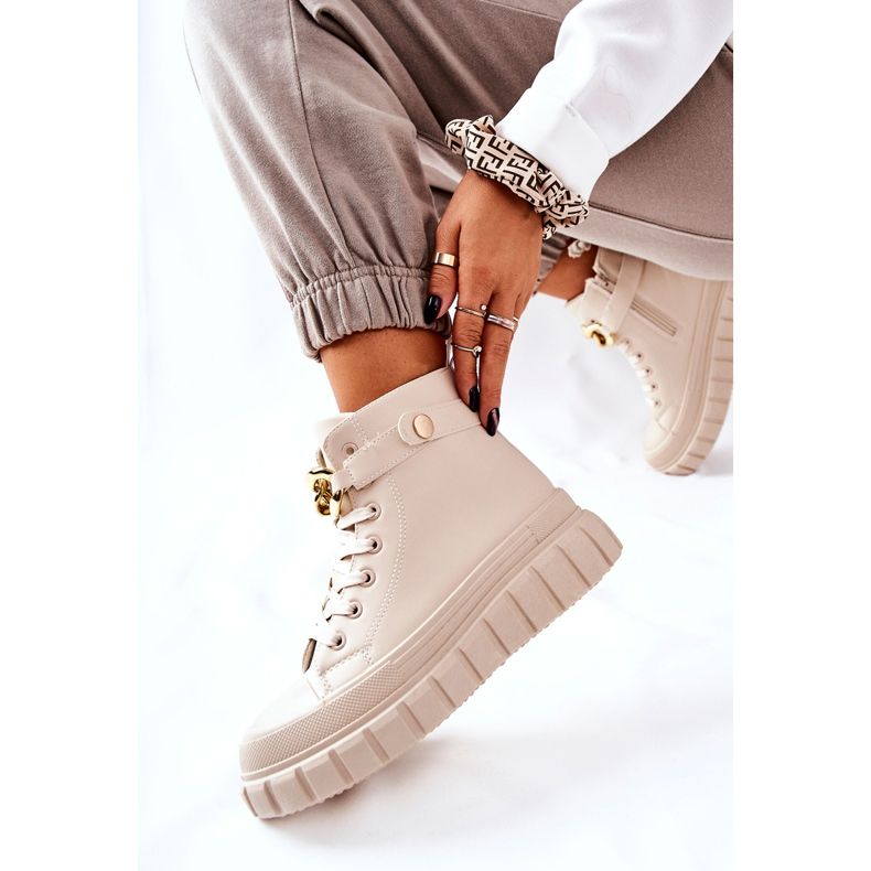 High Sneakers On Beige Standies Platform golden 1