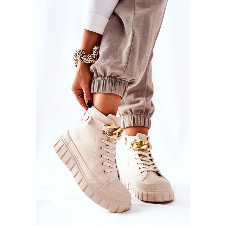 High Sneakers On Beige Standies Platform golden 2