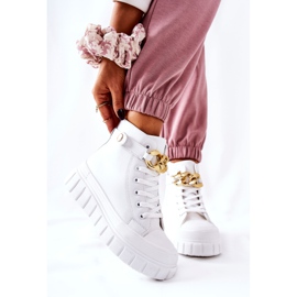 High Sneakers On The White Standies Platform golden 2