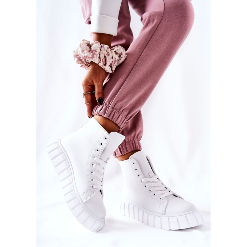 Leather High Sneakers On The White Meniphise Platform 2