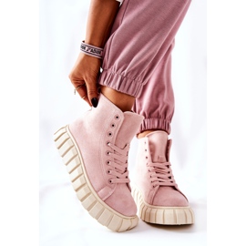 Suede High Sneakers On Pink Meniphise Platform beige 2