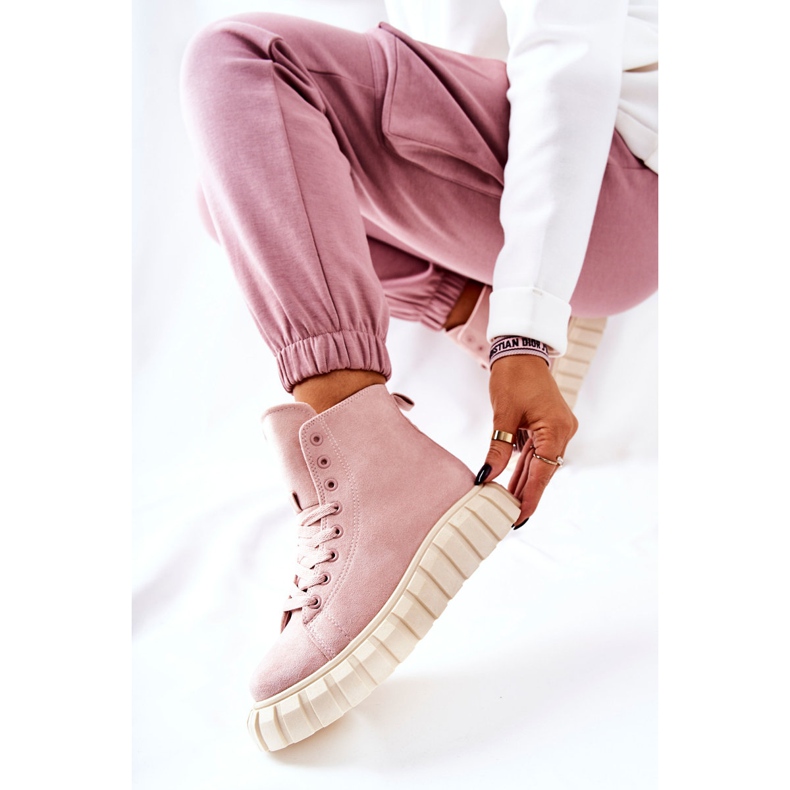 Suede High Sneakers On Pink Meniphise Platform beige 1