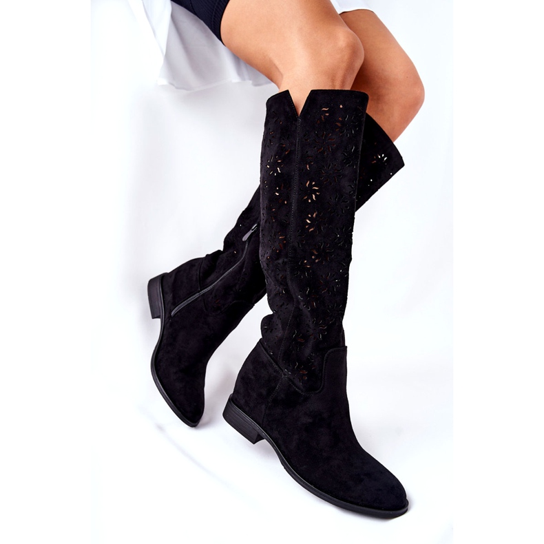 PG1 Openwork boots on a hidden black wedge Lara red 1