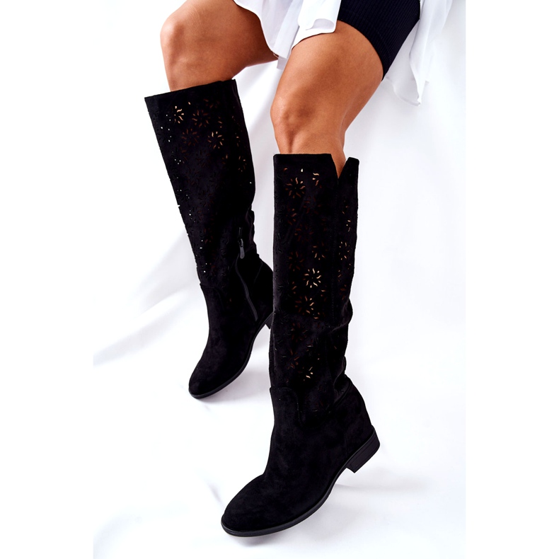 PG1 Openwork boots on a hidden black wedge Lara red 6