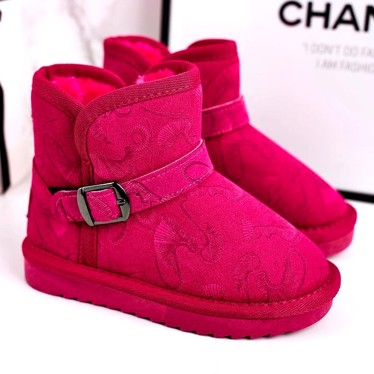 Apawwa Children's Snow Boots With Fur Fuchsia Kawai pink 1