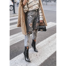 Black embossed boots on a Cro heel 2