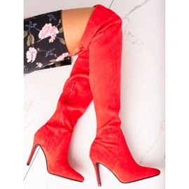Small Swan Suede boots on a high heel red 2