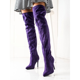 Small Swan Suede boots on a high heel purple 2