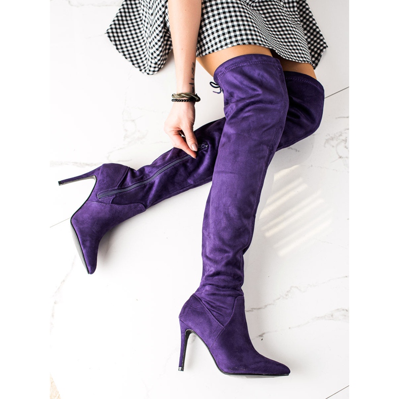 Small Swan Suede boots on a high heel violet 1