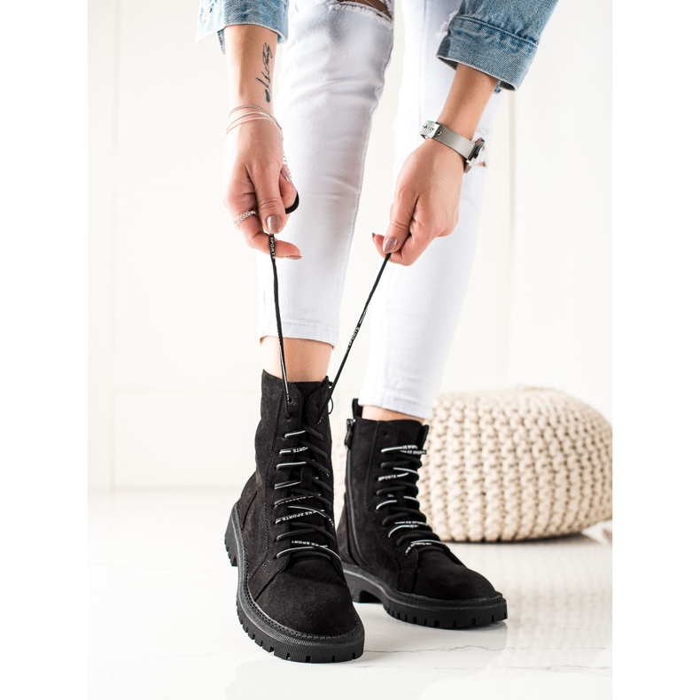 TRENDI Lace-up workers black 2