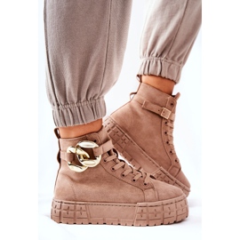 High Sneakers On A Dark Beige Evenia Platform khaki 1