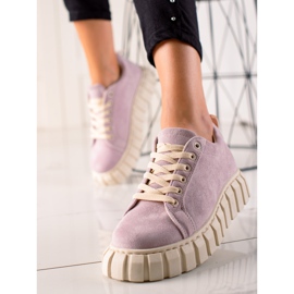 TRENDI Suede Sneakers On The Platform purple 1