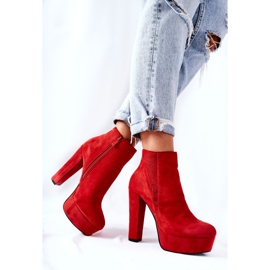 PS1 Suede High Heeled Boots Red Sarsea 1