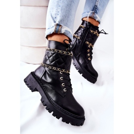 Black Worker Boots With A Chain Black Caleanor 1
