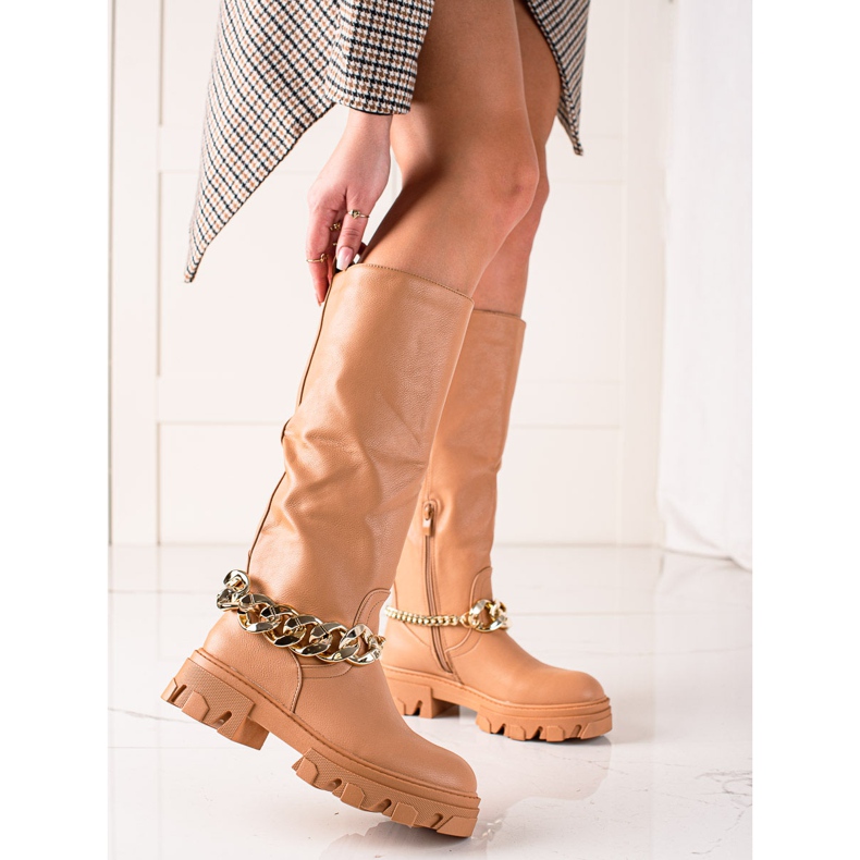 Seastar Fashionable boots with an ornament beige brown 1