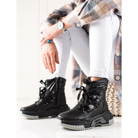 TRENDI Lace-up black snow boots 2 TRENDI Lace-up black snow boots 2