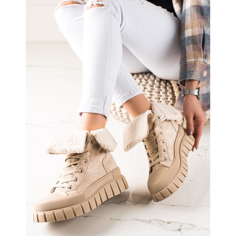 TRENDI Boots, Sneakers With Sheepskin beige 2