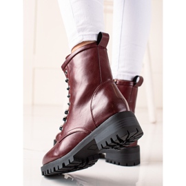 Evento Lace-up boots with eco leather claret 1