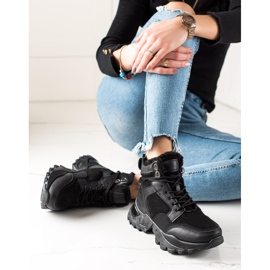 TRENDI Warm lace-up boots black 1