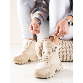TRENDI Warm lace-up boots beige 1