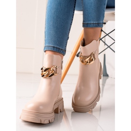 Bestelle Beige Booties With Chain 1
