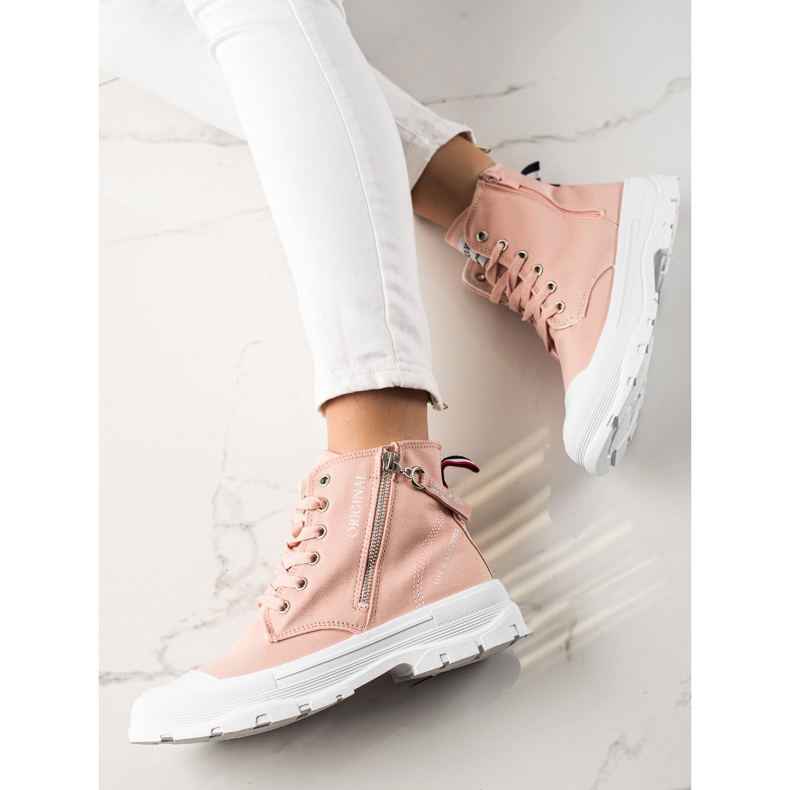 Goodin Sneakers With Decorative Zipper pink 1