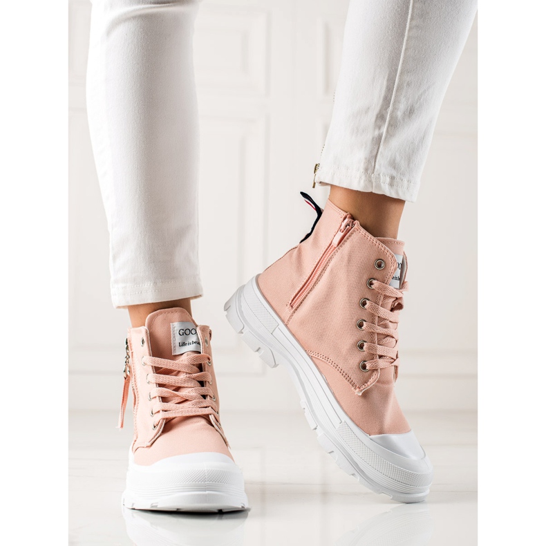 Goodin Sneakers With Decorative Zipper pink 2