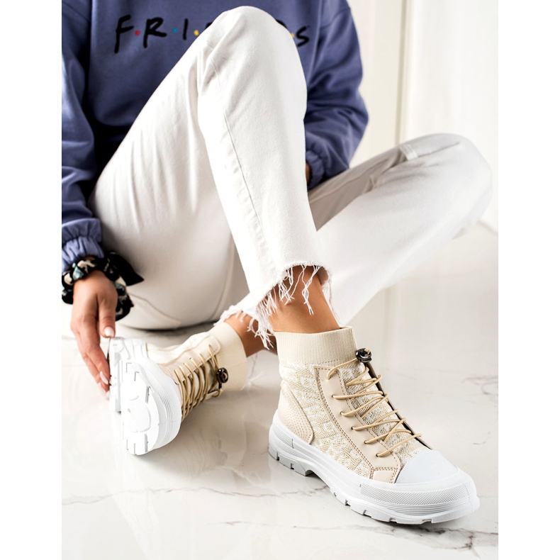 Goodin Fashionable High Sneakers beige white 1